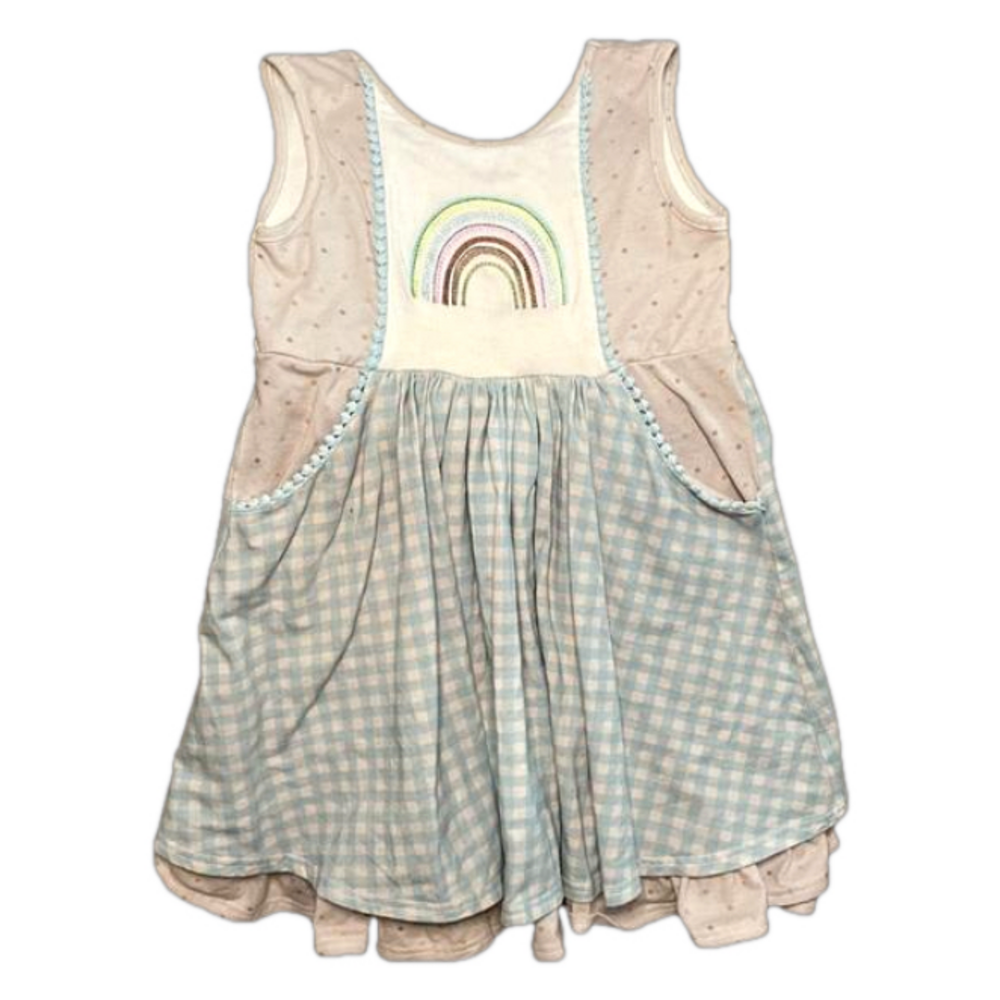 Swoon Baby Sleeveless Dress With Attached Underskirt With Ruffle Blue White